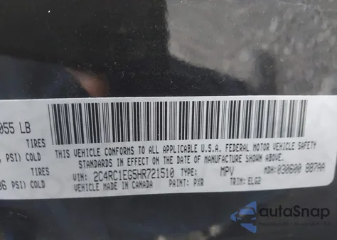 2017 Chrysler Pacifica Touring-L Plus from USA, damaged, VIN 2C4RC1EG5HR721510